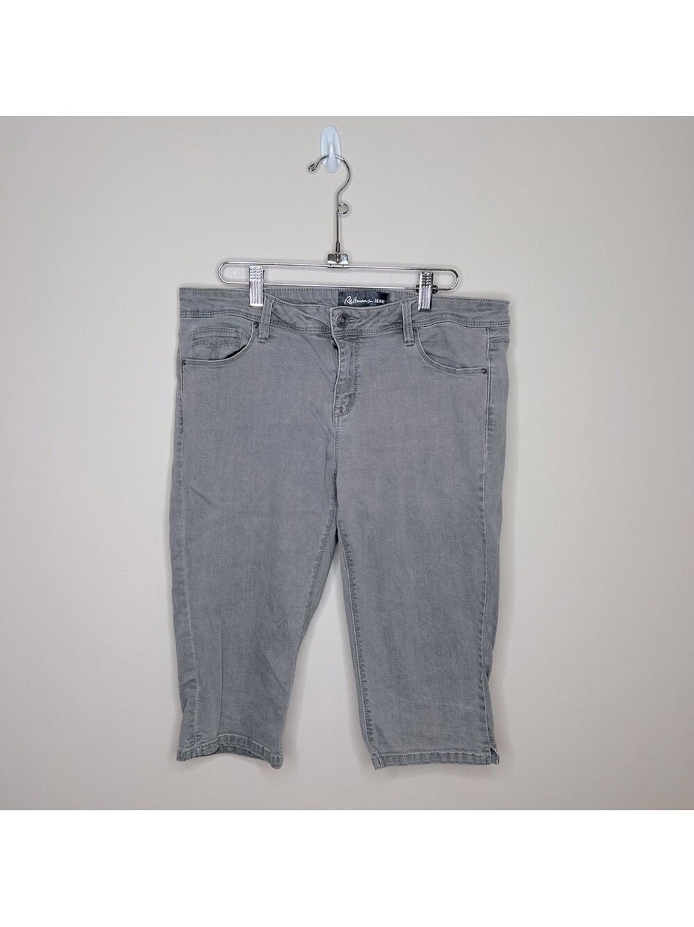 Reitmans Jean Shorts Grey Size 12 Petite Long Line
